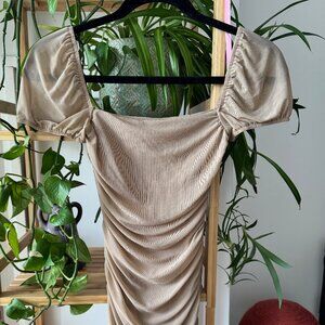 Princess Polly Tan Ruched Dress
